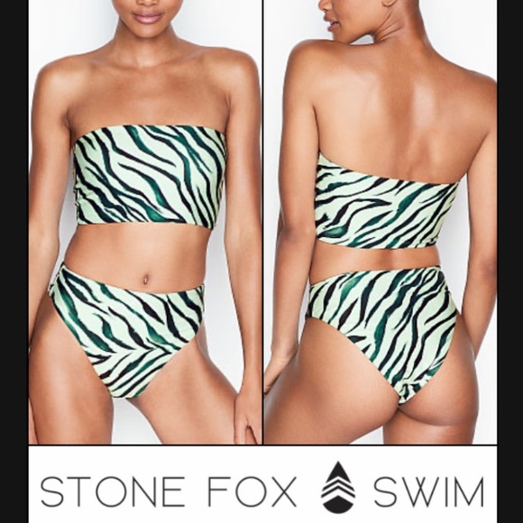 Stone Fox Swim Other - Stone Fox Swim Sage Zebra Bikini Set High Leg Tube